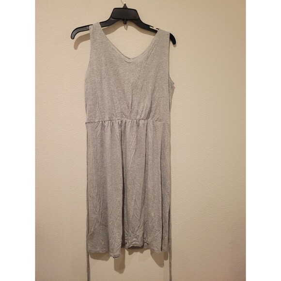 NWT GAP Heather Gray Sleeveless Knee Length Jersey Dress Baby Doll Y2K Medium - Picture 2 of 8